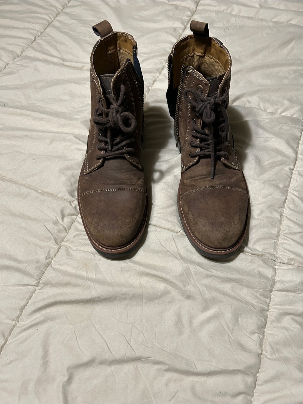 Dockers Men's Dark Brown Lace-Up Side-Zip Leather Boots